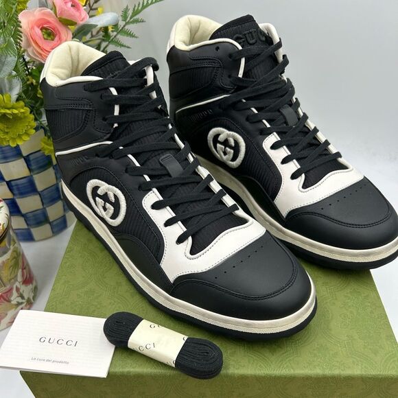 Men's Gucci Mac 80 high top leather sneakers size 10.5 made in Italy - Picture 1 of 10